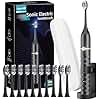 Seapeoa Sonic Electric Toothbrush Set, Equipped with 10 Brush Heads and Travel Case, IPX8 Waterproof, 2-Minute Timer, 42000 High-Frequency Vibrations, 5 Modes, The First Choice for Gift Giving, Black